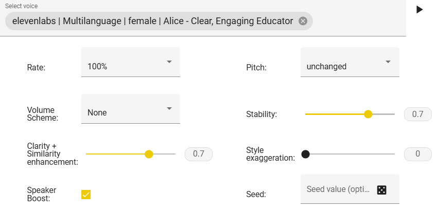 Voice settings.